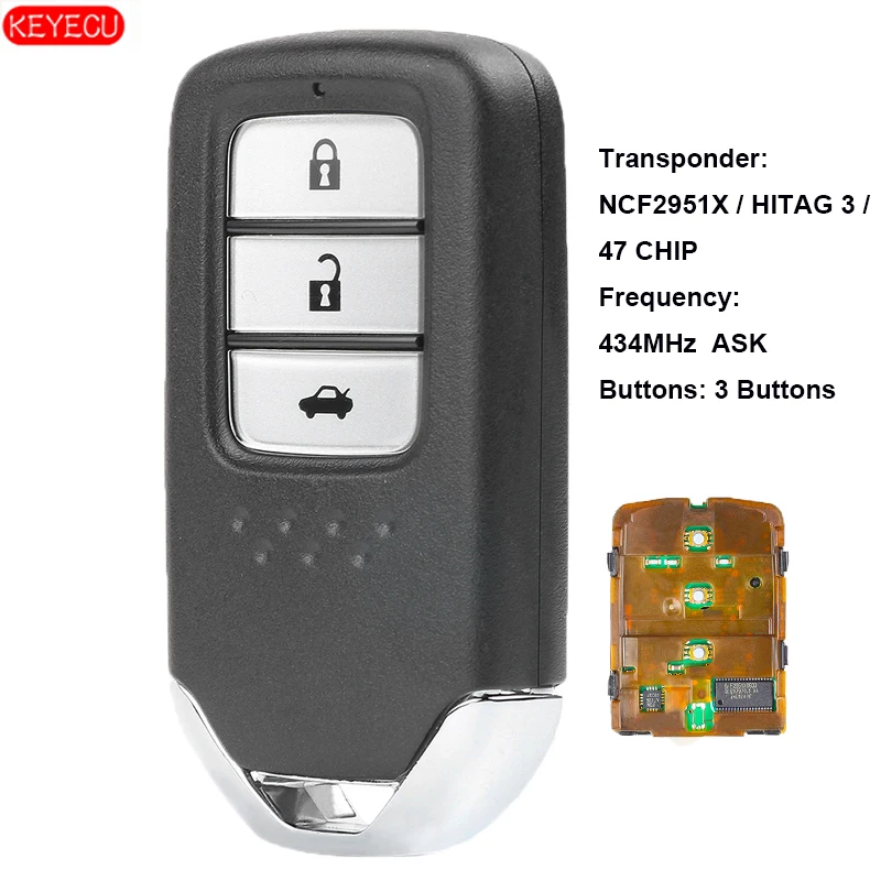 Keyecu дистанционный брелок 3B 434 МГц ID47 для Honda City Jazz Civic Grace 2015-FCCID: KR5V2X | Автомобили и