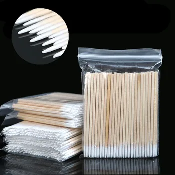 

100/300pcs Wood Cotton Swab Eyelash Extension Tools Medical Ear Care Wood Sticks 7CM Cosmetic Makeup Cotton Swab Cotton Buds Tip