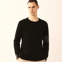 Мужской кашемировый свитер черный круглый вырез с длинными рукавами Повседневная короткая теплая зимняя мужская одежда осенний пуловер