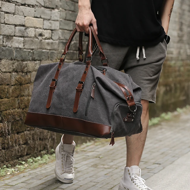 Genuine Holdall Leather Bags Men  Leather Vintage Mens Tote Bag - Simple  Vintage - Aliexpress