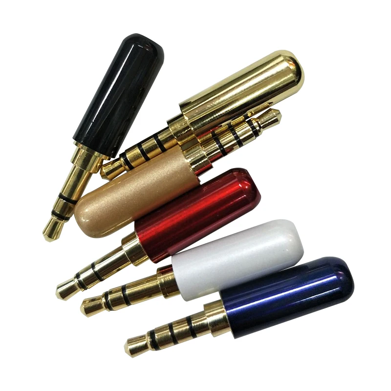 5pcs/lot 3.5mm 4 Pole Male Jack Plug 4 Pin 3.5mm Wire Connector Heaphone Plugs Earphone Jack Repair Soldering Jack