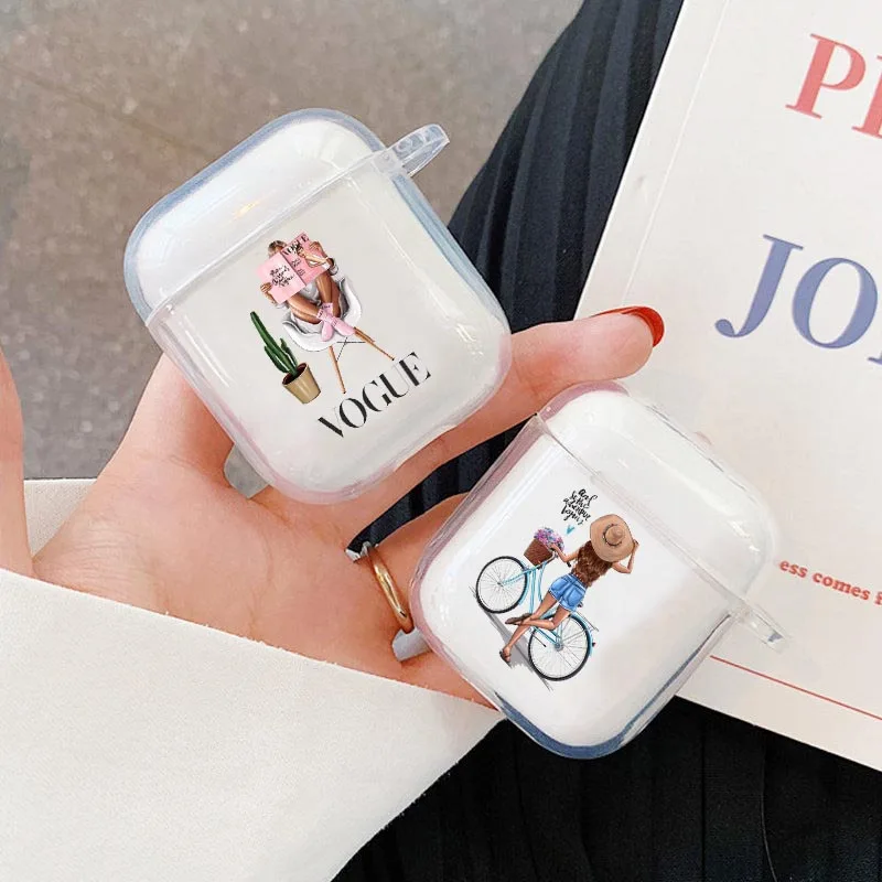 Модный черный беспроводной Bluetooth чехол для наушников Vogue girl аксессуары Apple airpods s 1 2