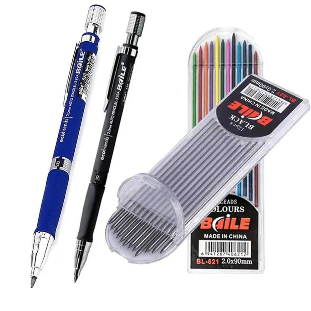 20mm Mechanical Pencil Set 2b Automatic Pencils With Color black Lead 20mm-mechanical-pencil-set-2b-automatic-pencils-with-color-black-lead