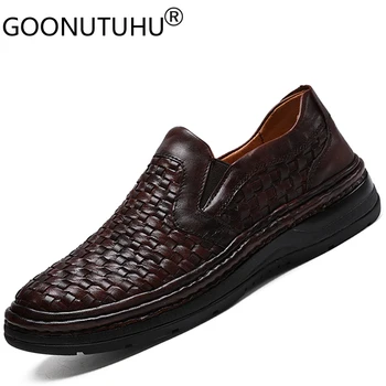 

2020 style fashion men's shoes casual genuine leather loafers classc brown black flat shoe man comfortable driving shoes for men
