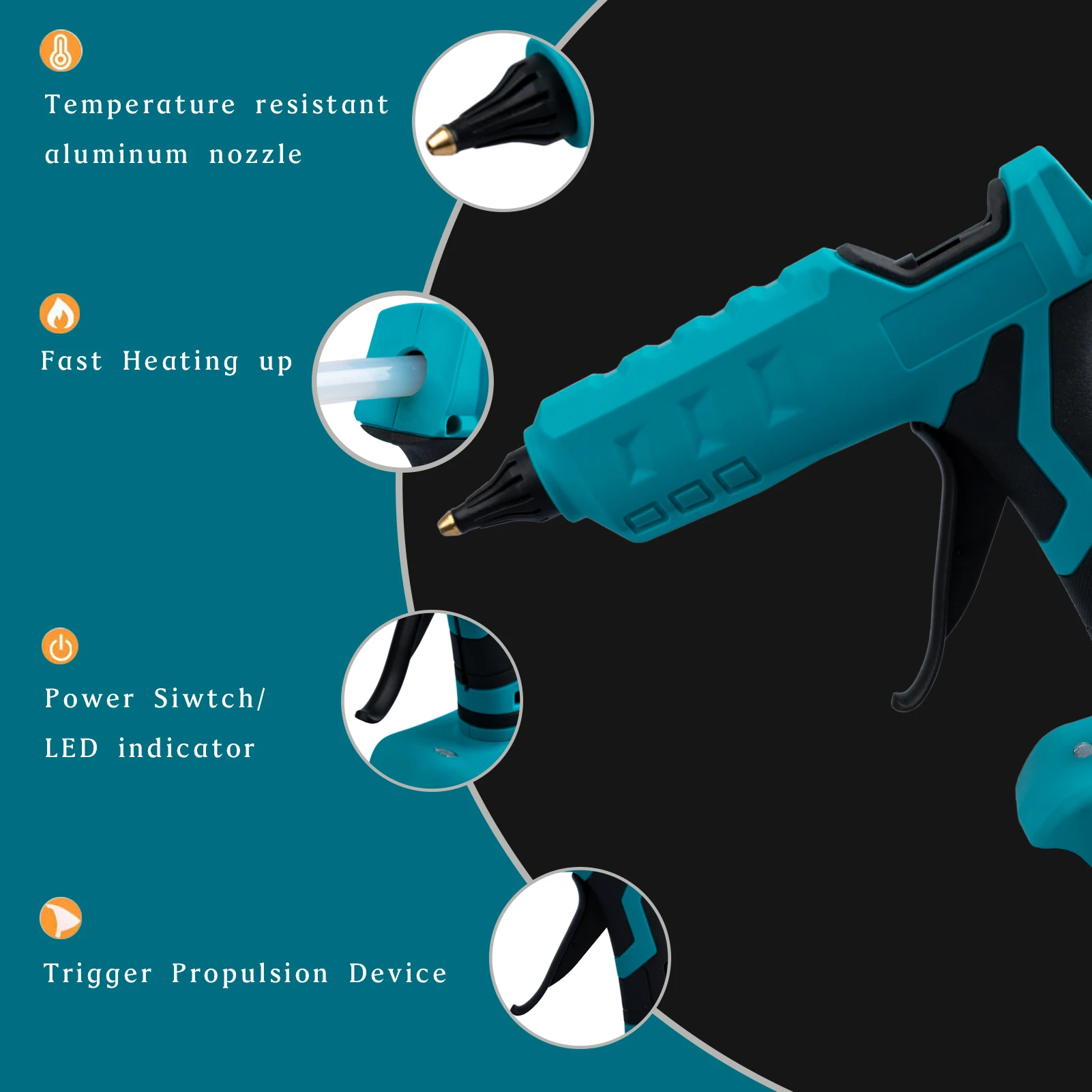 Mellif 100W Cordless Hot Glue Gun for Makita 18V LXT Battery BL1830 BL1840 Full Size DIY Electric Heat Repair Tool (tool only) 2