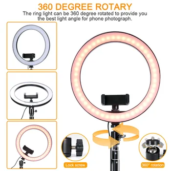

Selfie Ring Light Shape Light Adjustable Telescopic Tripod And Phone Clip Remote Controlling Ring Fill Lamp Remote Controller