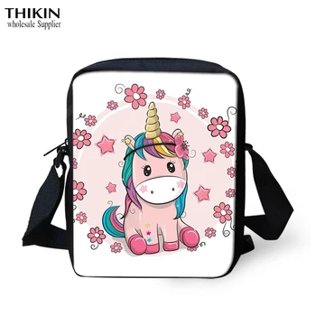 

THINK Cartoon Lace Unicorn Pattern Mini Messenger Bags Women Men Crossbody Handbag Kids School Bags Travel Shoulder Phone Bags
