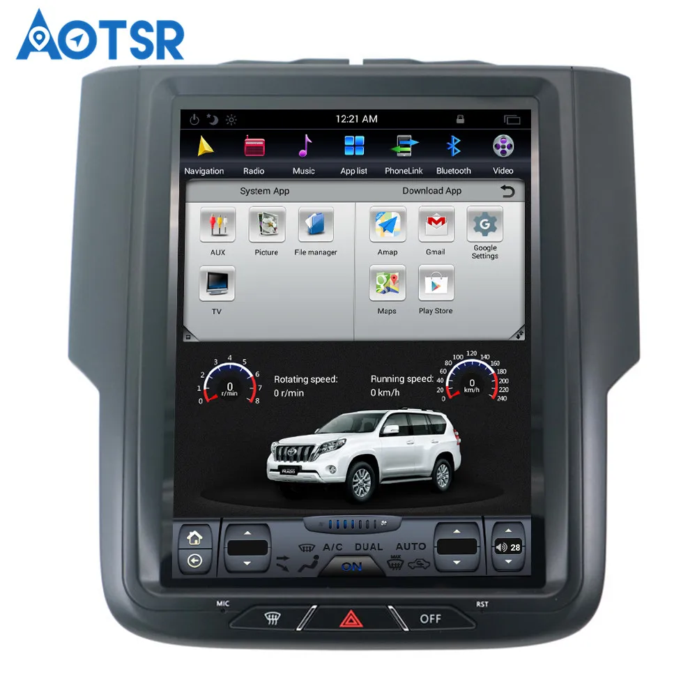Top Android9.0 Tesla style Car No DVD Player GPS Navigation For Dodge RAM 2014-2018 radio tape recorder head unit multimedia player 2
