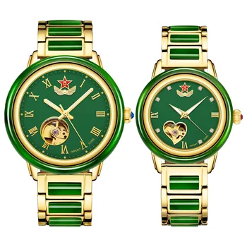 

2020 LUXURY MEN WATCH AUTOMATIC MECHANICAL CREATIVE COUPLE WATCHES NATURAL 100% JADE WOMEN WRISTWATCH NEW BUSINESS MALE WATCHES