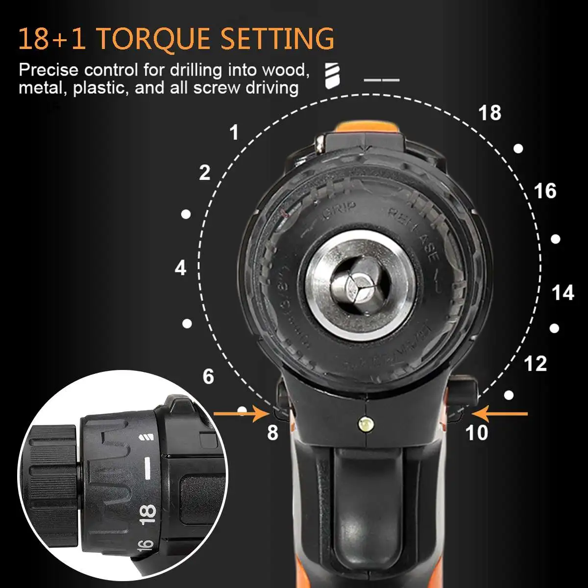 21V Electric Drill Cordless Rechargeable Driver