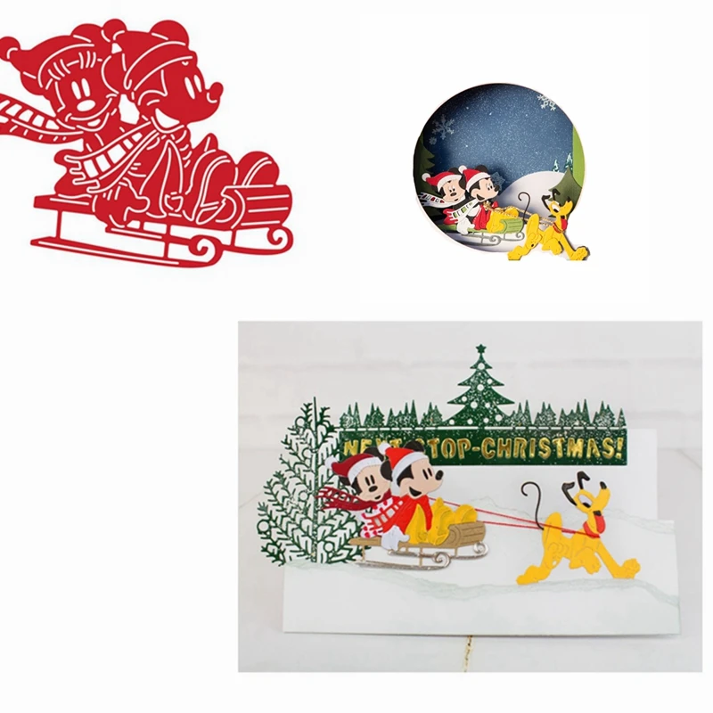 

Metal Cutting Dies Joyful Couple Mouse On The Sled Die Cuts For Card Making DIY Scrapbooking Decoration New 2019 Crafts Cards