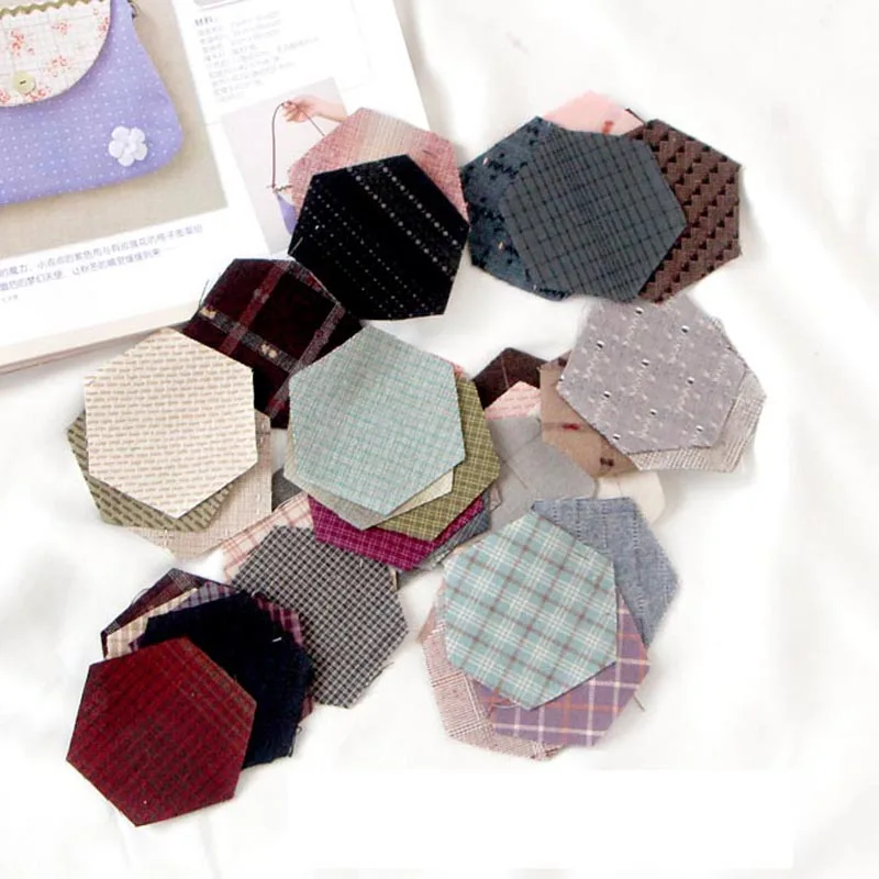 3.8cm hexagon Grandmother garden 50 pcs/lot Yarn-dyed fabric DIY Handmade patchwork quilts cotton countryside Stripe