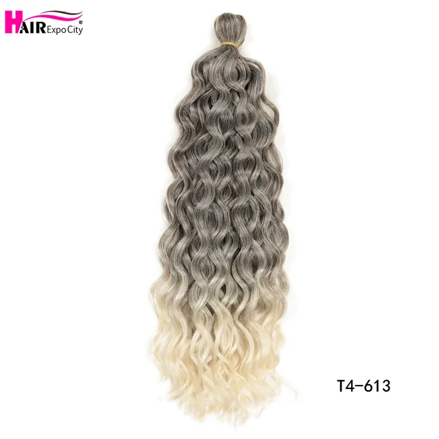 18 Inch Hawaii Curl Hairstyle Ocean Wave Crochet Braid Hair Natural Synthetic Braiding Hair Extensions For Women Hair Expo City T4/613#