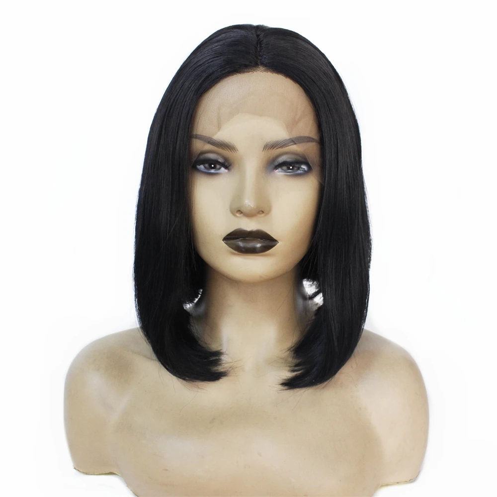 New Cosplay Synthetic Wig Natural Straight Bob Lace Front Wig Short Pink Synthetic Hair Women's Heat Resistant Natural Hairline