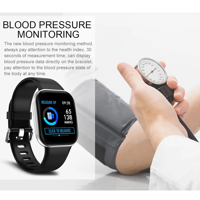 Men's Smart Watches full Touch Screen Waterproof Bluetooth Fitness Tracker Men's Blood Pressure Wristband Smartwatch Android IOS
