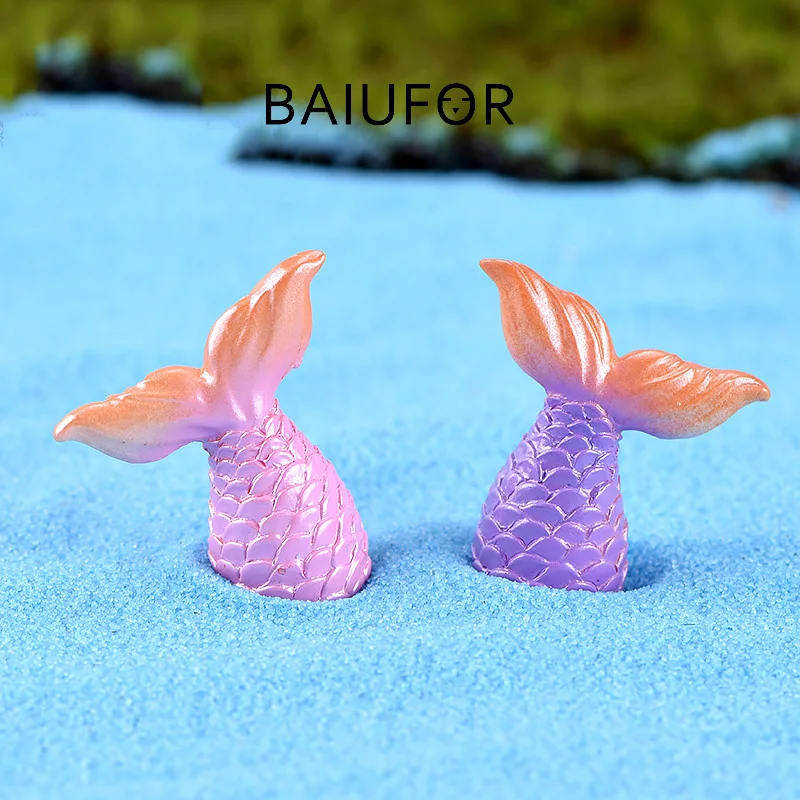 BAIUFOR миниатюрный, Русалка Дельфин, парусник Маяк кокосовое дерево, морской пейзаж Декор, украшения для террариума фигурки