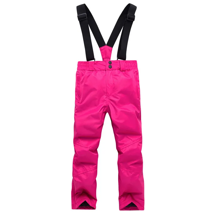 TWTOPSE/детские штаны для катания на лыжах; водонепроницаемые теплые ветрозащитные детские брюки для сноубординга; комбинезоны; детский нагрудник; зимние штаны для мальчиков и девочек - Цвет: Rose Red Pants