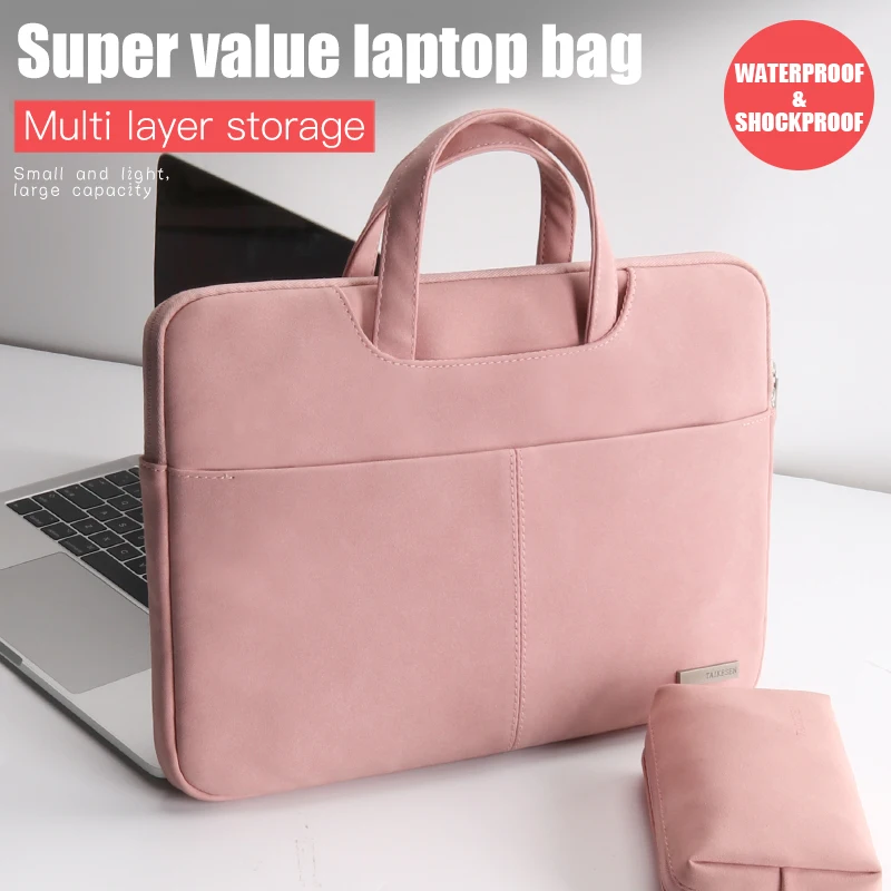 Bolsa para Laptop de Couro pu para Homens e Mulheres Estojo para Notebook Pasta para Macbook Air Manga de Ombro Bolsas para Homens 133 Pol 14 Pol 156 Pol - Imagem 4