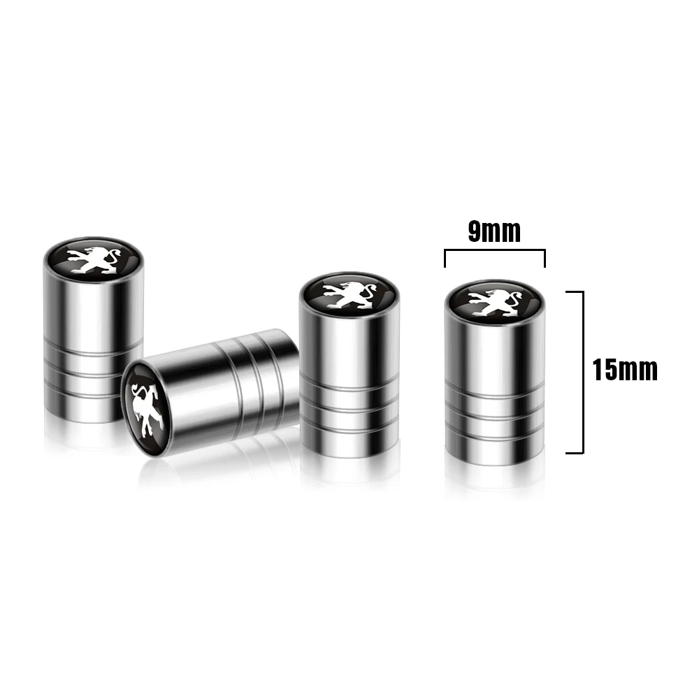 4pcs Metal Car Badges Wheel Tire Valve Caps Covers Auto Accessories For Peugeot 308 307 206 208 207 3008 508 407 2008 5008 406