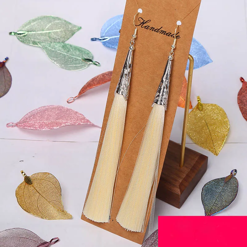 Dangle Earrings Pendant Earrings Long Earrings Crystal Tassel Earrings Fashion Bohemian Tassel Alloy Long Earrings Silk Fabric Pendant Ladies Pendant Tassel Earrings Jewelry