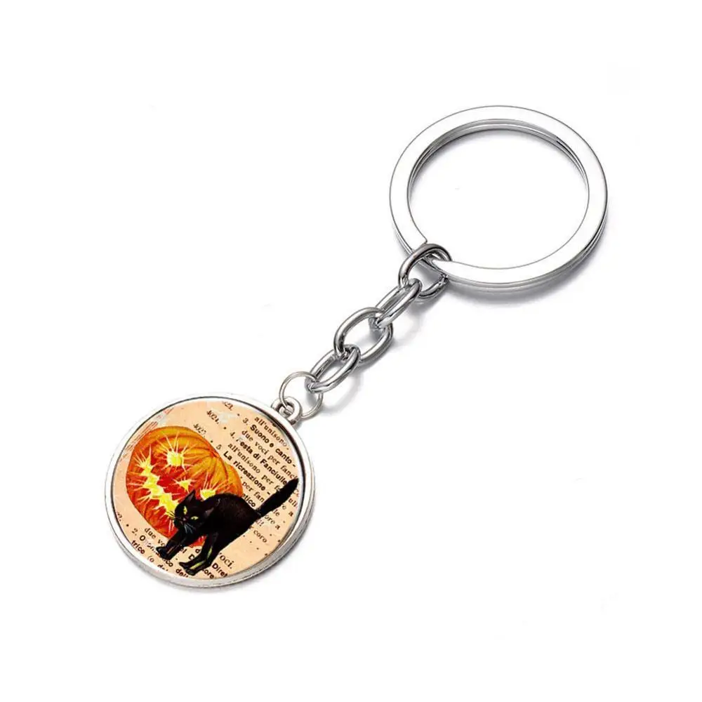 

New Retro Fashion Girl Skull Convex Circular Glass Pendant Jewelry Key Chain High Quality Necklaces For Women Jewelry