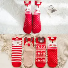 4 пары цветных хлопковых Красных Носков рождественские носки милые японские дамские носки с трехмерным рисунком для осени и зимы