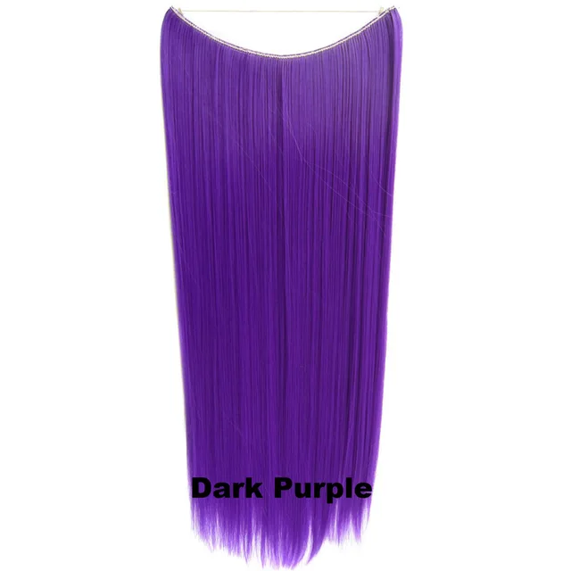 24inch 50grams 100grams Synthetic Hair Extension Gradual Color Brown Gray Blonde String Halo Hairpieces Extensions 100g-darkpurple