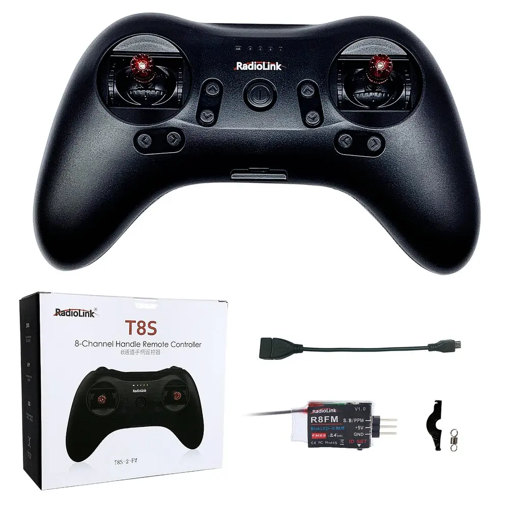 

Radiolink T8S 2.4G 8CH RC Transmitter FHSS 2KM Remote Controller R8EF/R8FM Receiver for RC Helicopter FPV Drone