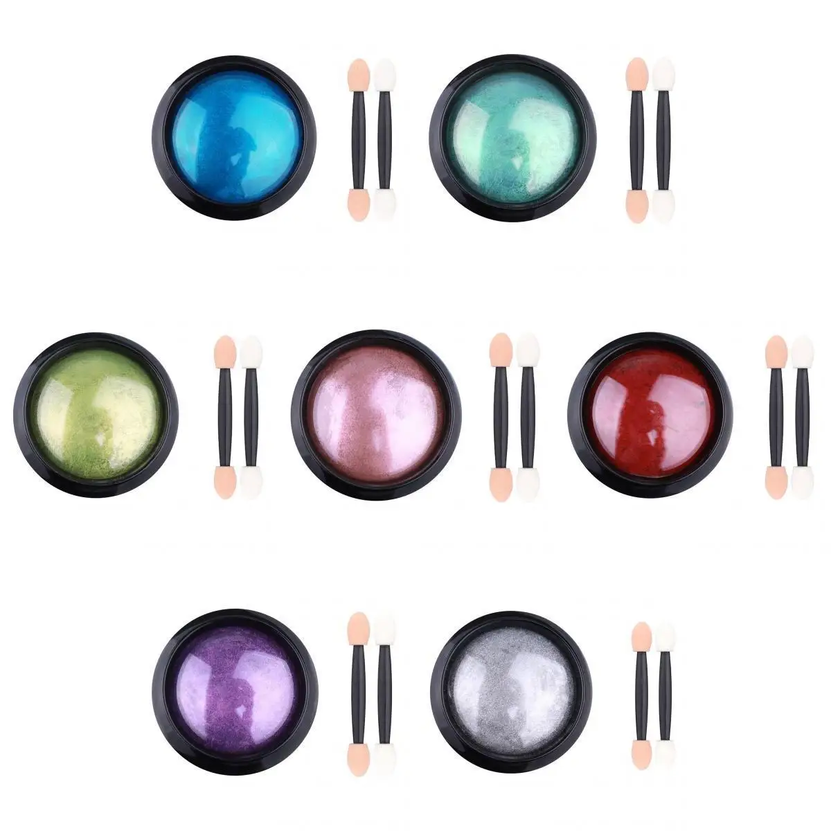 7Pcs Nail Art Shinning Color Changing Mirror Powder Rainbow Chrome Manicure Pigment Nail Powder Dust