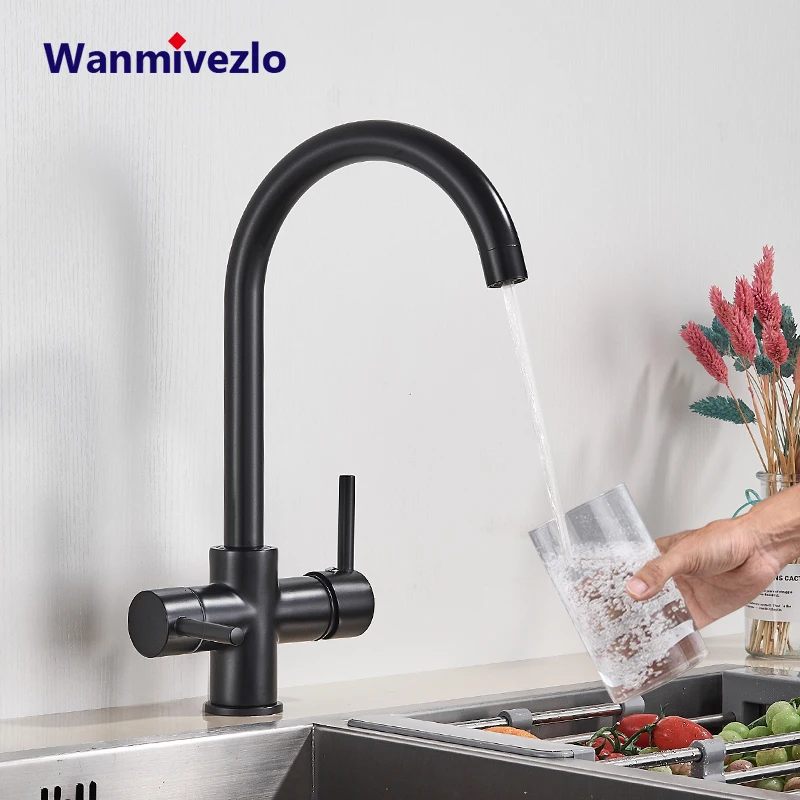 granite kitchen sink Purified Water Kitchen Faucet 360 Degree Rotate Hot Cold Mixer Bathroom Taps Dual Handle Kitchen Faucet Drinking Water Tap Crane pantry cabinet