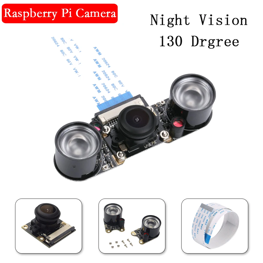 

Raspberry Pi 3 Night Vision Fisheye Camera 5MP OV5647 130 Degree Focal Adjustable Camera for Raspberry Pi 4 Model B 3B 3B Plus