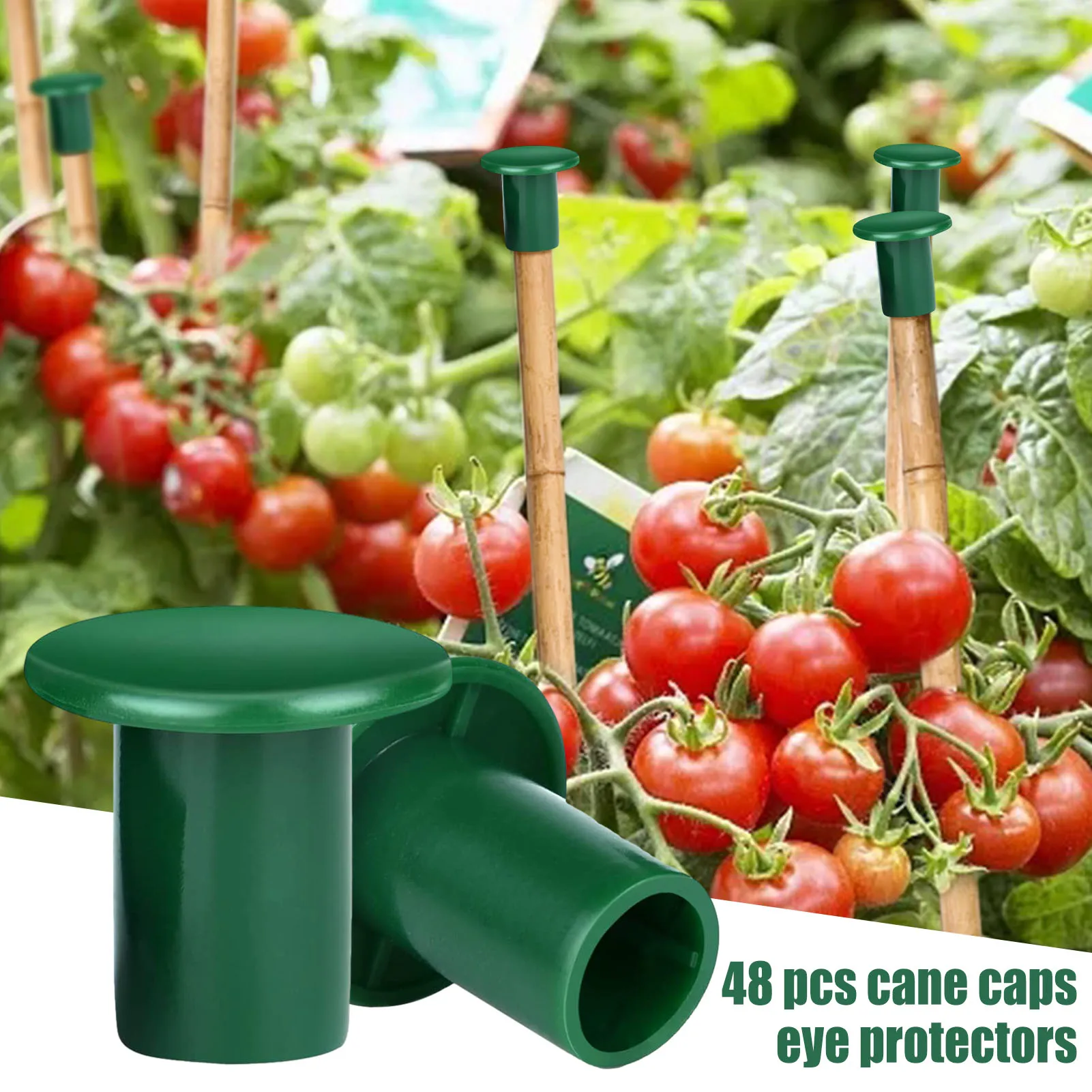 Bamboo Cane Caps 48 Pieces Soft And Durable Green Rubber Protectors Toppers Covers For Bamboo Plant And Support Sticks