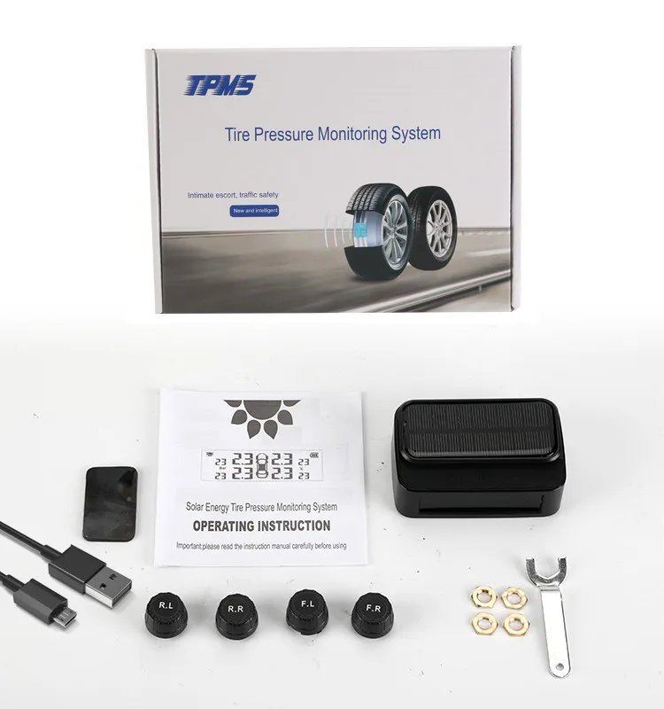 Солнечная Беспроводная зарядка tpms датчик контроля давления в шинах Система мониторинга шин/шин датчики давления tmps для авто аксессуары