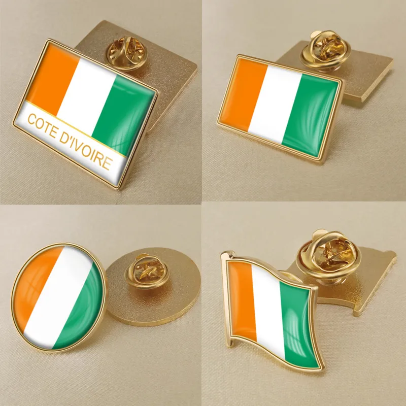 Coat of Arms of Cote D'Ivoire Map Flag National Emblem Brooch Badges