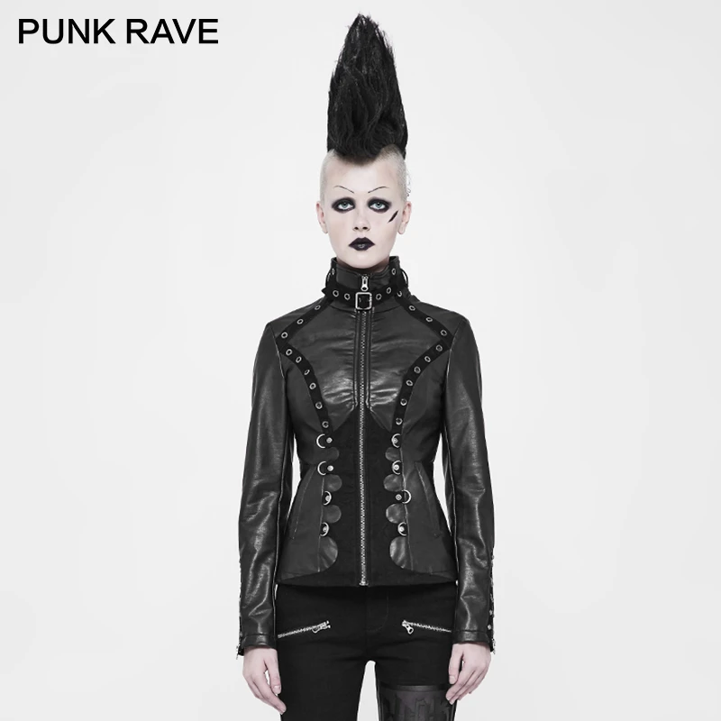 Punk Rave Punk Style Women Black Textured Imitation Suede Short Washed Pu Jacket Female Zipper Design Plus Rivet Version Coats Leather Jackets Aliexpress