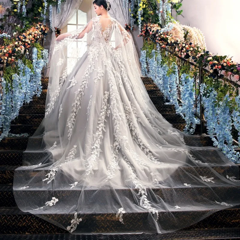 Luxury-2018-Light-Gray-Wedding-Dresses-Delicate-Floral-Crystal-Empire-Bridal-Dress-Sheer-Back-Middle-East