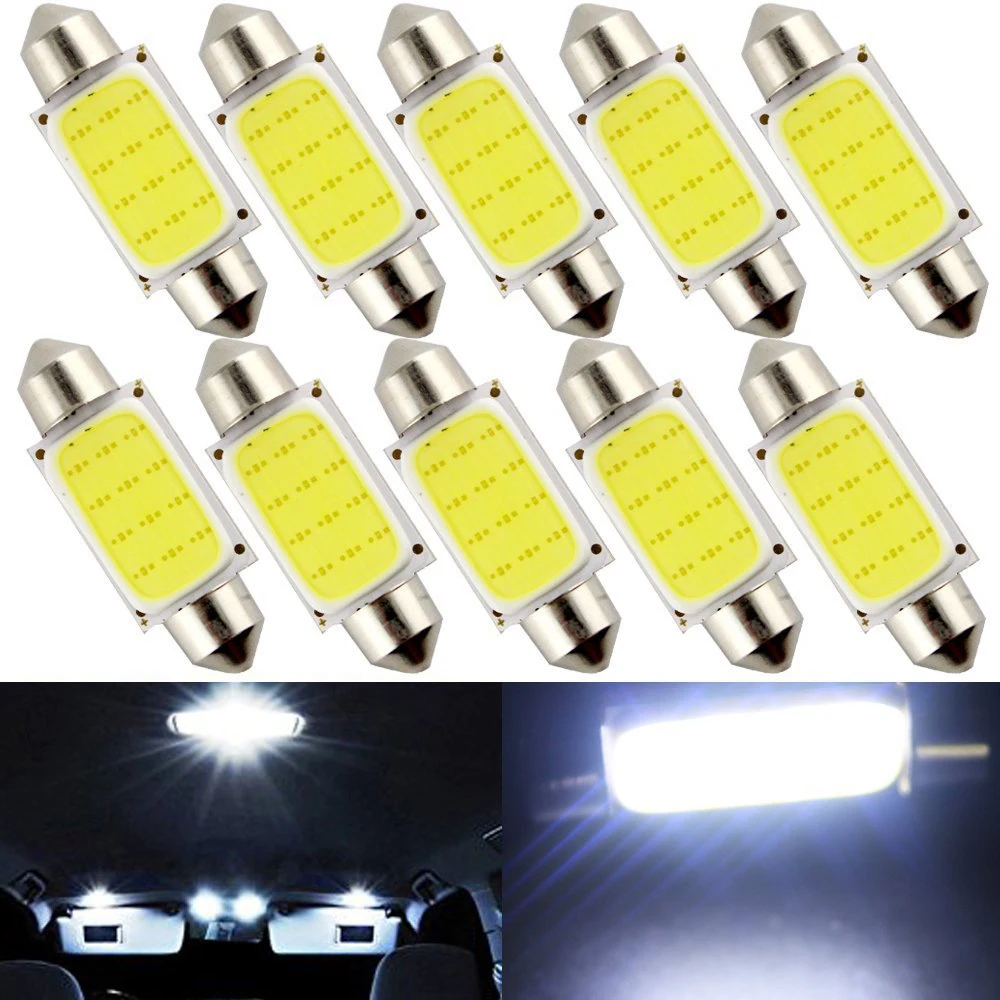 10Pcs C10W C5W LED COB Festoon 31mm 36mm 39mm 41mm Canbus For Cars