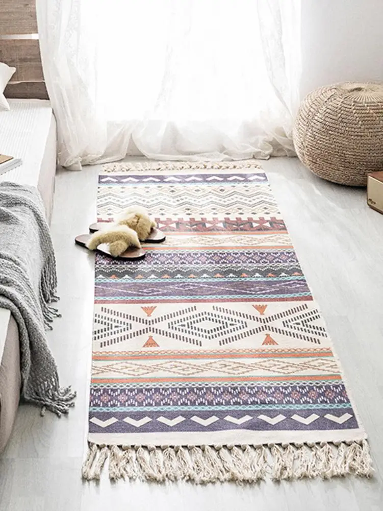 Новые богемные простые хлопчатобумажные коврики с бахромой для гостиной, спальни, прикроватные коврики, ретро клана, одеяло, богемный ковер, моющийся