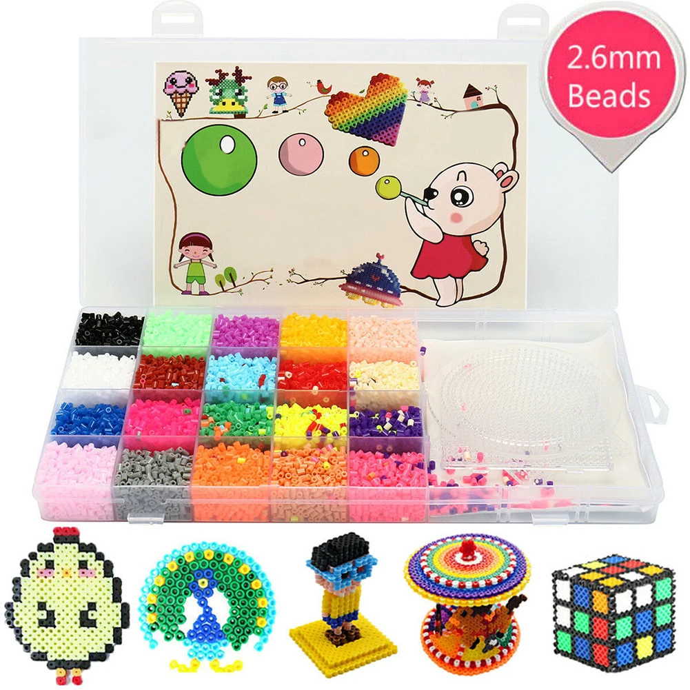 11000 шт 2,6 мм DIY ремесло обучающая коробка предохранитель Perler Jigsaw 3 Pegboards изготовление подвесок 20 цветов подарок детям Хама бусины набор игрушек