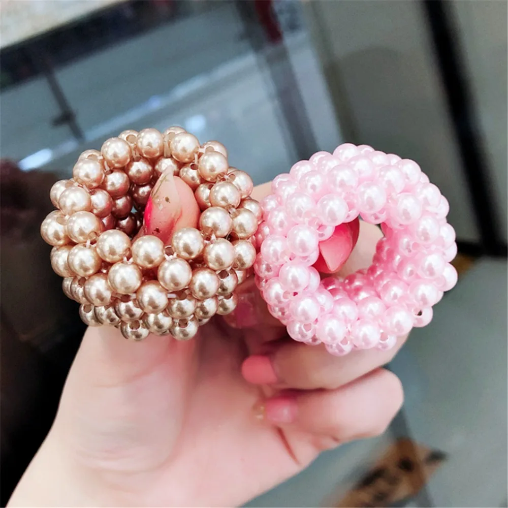 Жемчужные бусы Scrunchies модная эластичная, для волос веревки для женщин хвост держатели резины