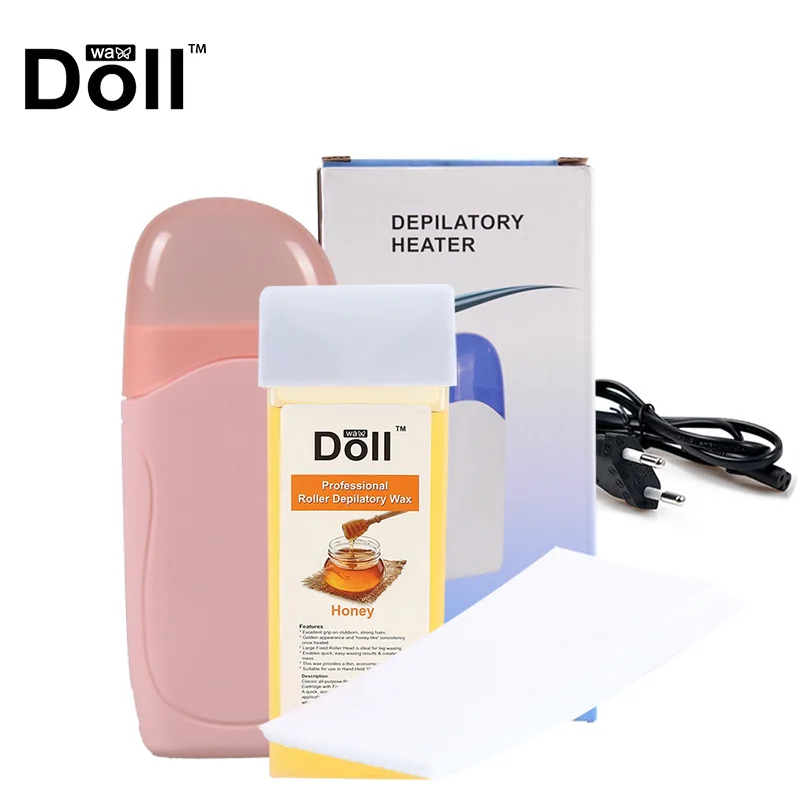 DOLL WAX 3 In 1 Roll On Hair Removal Cream Sets Depilatory Wax Heater Set Hair Removal Paper
