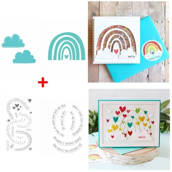 

Clouds Arched Pattern Metal Cutting Dies And Clear Stamps Dot Wavy Line Words DIY Scrapbooking Craft Making Template 2020 New
