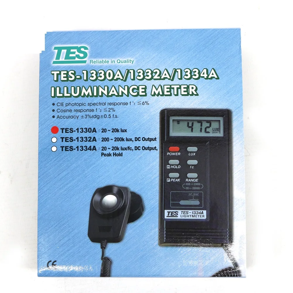 TES-1330A High Accuracy Digital Luminance Meter Light Meter Measuring Range:20/200/2000/20000 Cosine Angular Corrected.