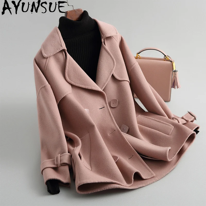 AYUNSUE Double Side Wool Coat Female Jacket Autumn Winter Jacket Women Korean Woolen Coats Vintage Overcoat Casaco Feminino MY