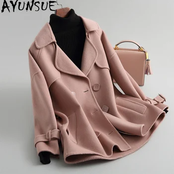 

AYUNSUE Double Side Wool Coat Female Jacket Autumn Winter Jacket Women Korean Woolen Coats Vintage Overcoat Casaco Feminino MY