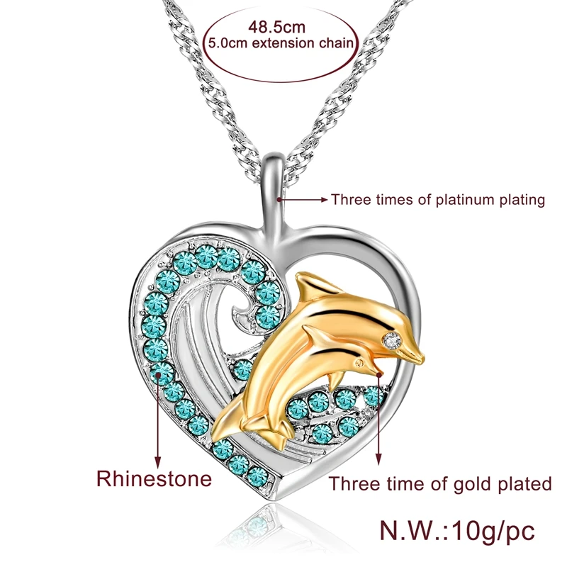 CHICVIE изысканное Сердце& колье с кулоном в виде дельфина& Подвески для женщин Шарм Серебряный кулон ювелирные изделия яркое ожерелье из кристаллов SNE190141