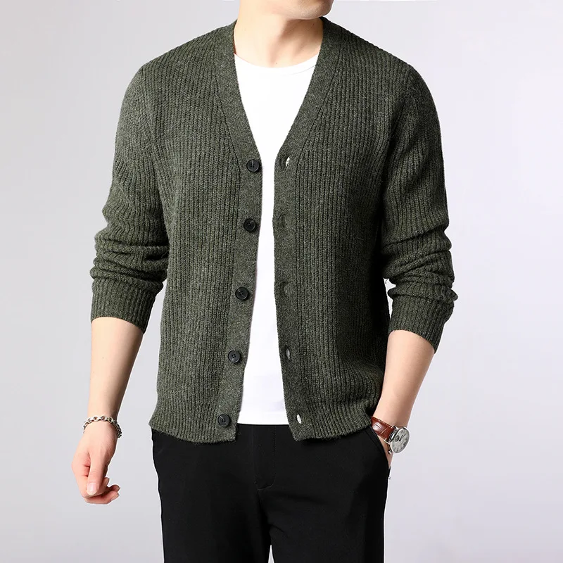 Vintage Sweater Men Casual Cashmere Coats Jacket For Men External Wear Clothes SHOUJIQQ Knitted Sweaters Cardigan Autum Winter Fashion Knitted Lapel Sweater Cardigan 