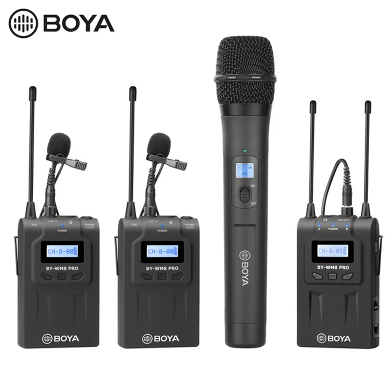 BOYA BY-WM8 Pro K1 K2 беспроводной микрофон передатчик приемник комплект для прямой поток конференции ENG EFP DSLR видео Запись микрофон