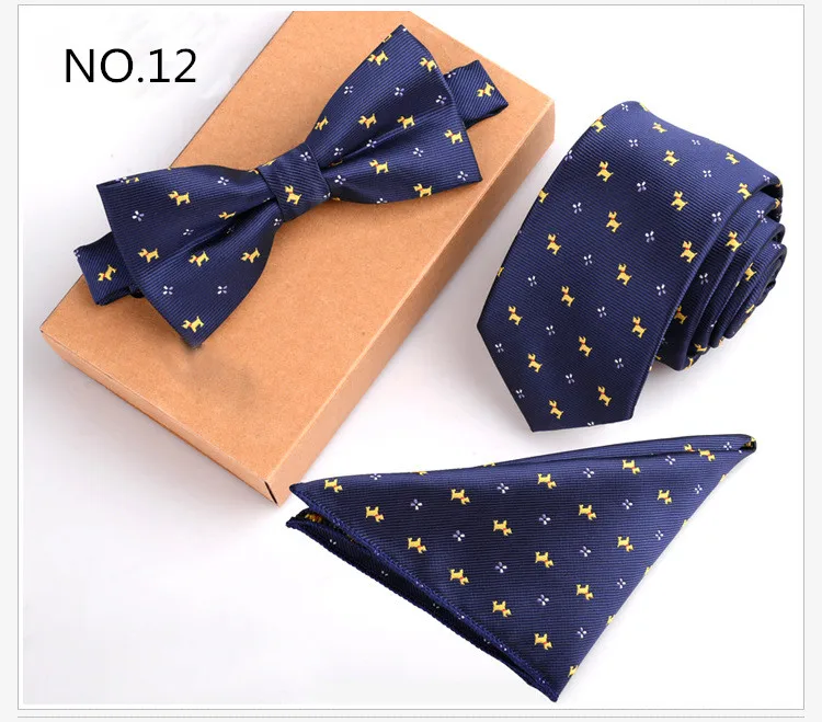 YISHLINE галстук наборы без коробки мужской тонкий галстук в горошек Цветочные Галстуки носовой галстук-бабочка 6 см синий галстук-бабочка Карманный квадратный галстук-бабочка для мужчин Свадебная вечеринка - Цвет: 12
