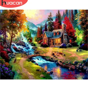 

HUACAN Diamond Embroidery Landscape Full Round Diamond Painting Cross Stitch Rhinestone Mosaic Kit Home Decor